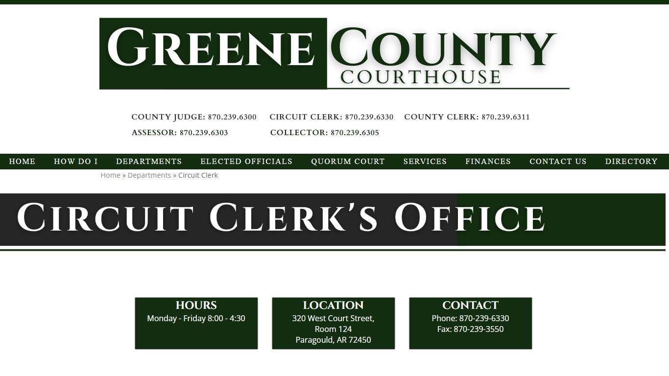 Circuit Clerk | Greene County Courthouse | Paragould, AR